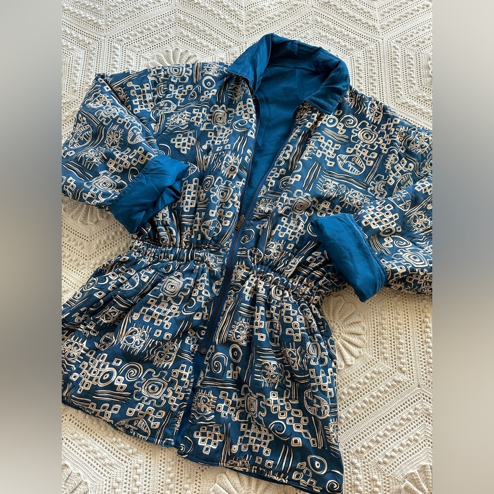VNTG Printed Silk Reversible Jacket (Robert Stock Limited Sz L)